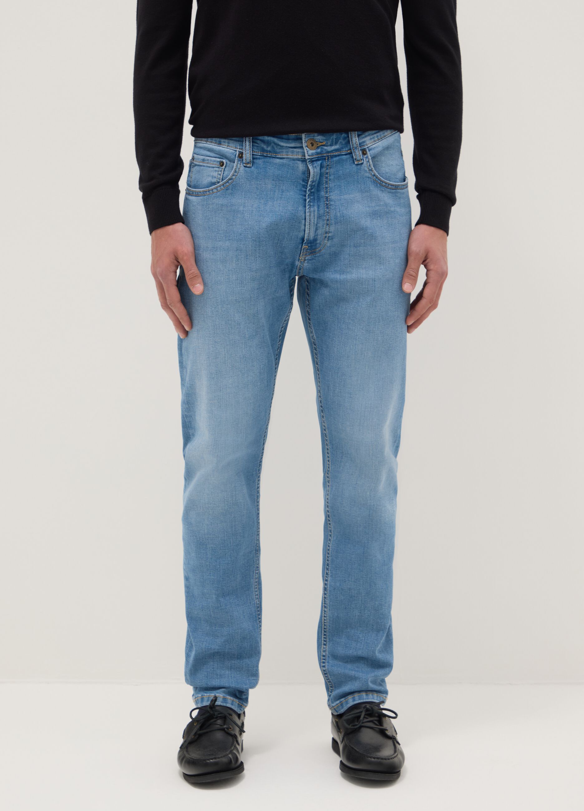 Slim Fit Stretch Cotton Light Blue Jeans