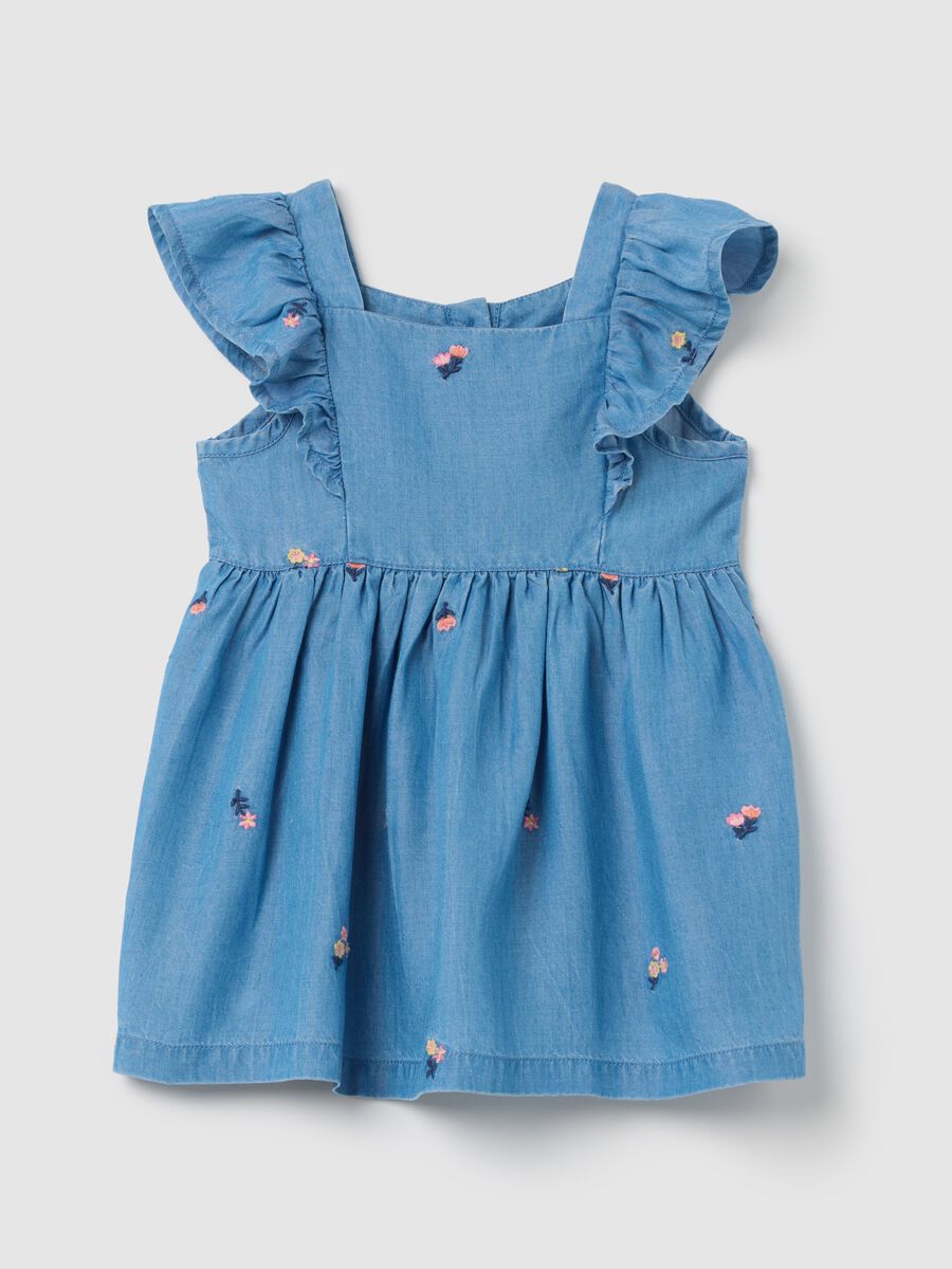 Baby girls&rsquo; denim dress in 100% Lyocell with regular fit and embroidery_0