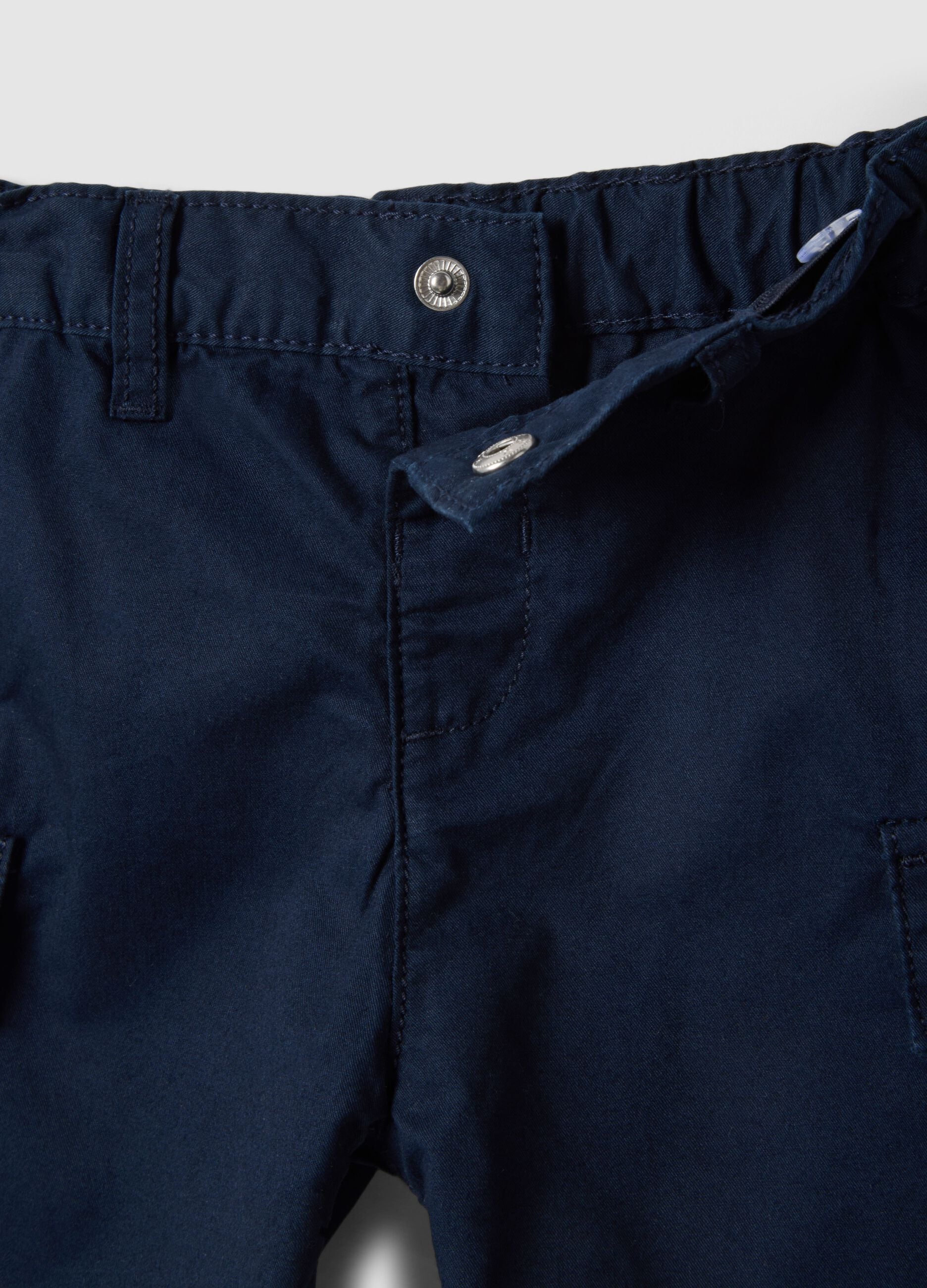 Blue pure cotton boys' cargo shorts regular fit