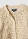 Girls' beige pure cotton regular fit cardigan with perforated design_2