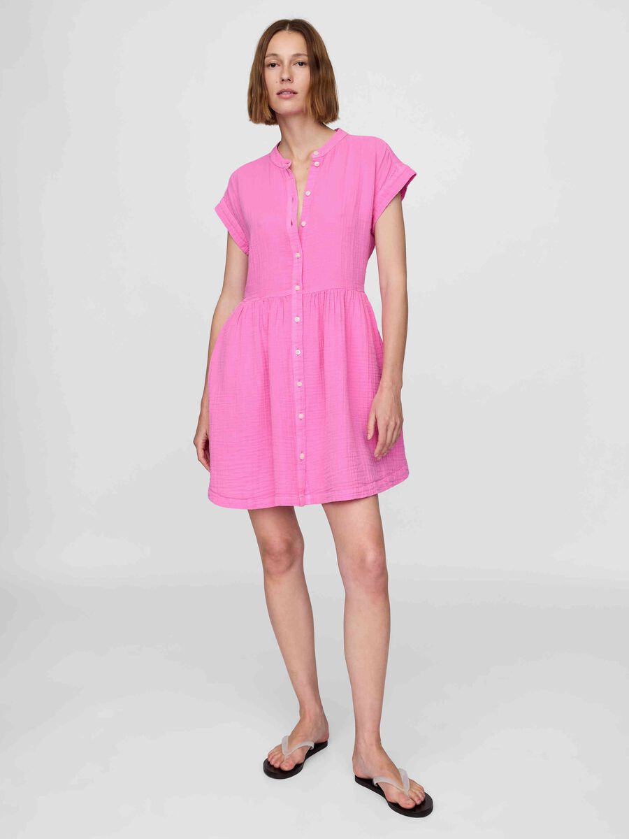Abito chemisier in puro cotone rosa_0