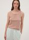 Beige ribbed cotton and viscose blend henley vest top_0