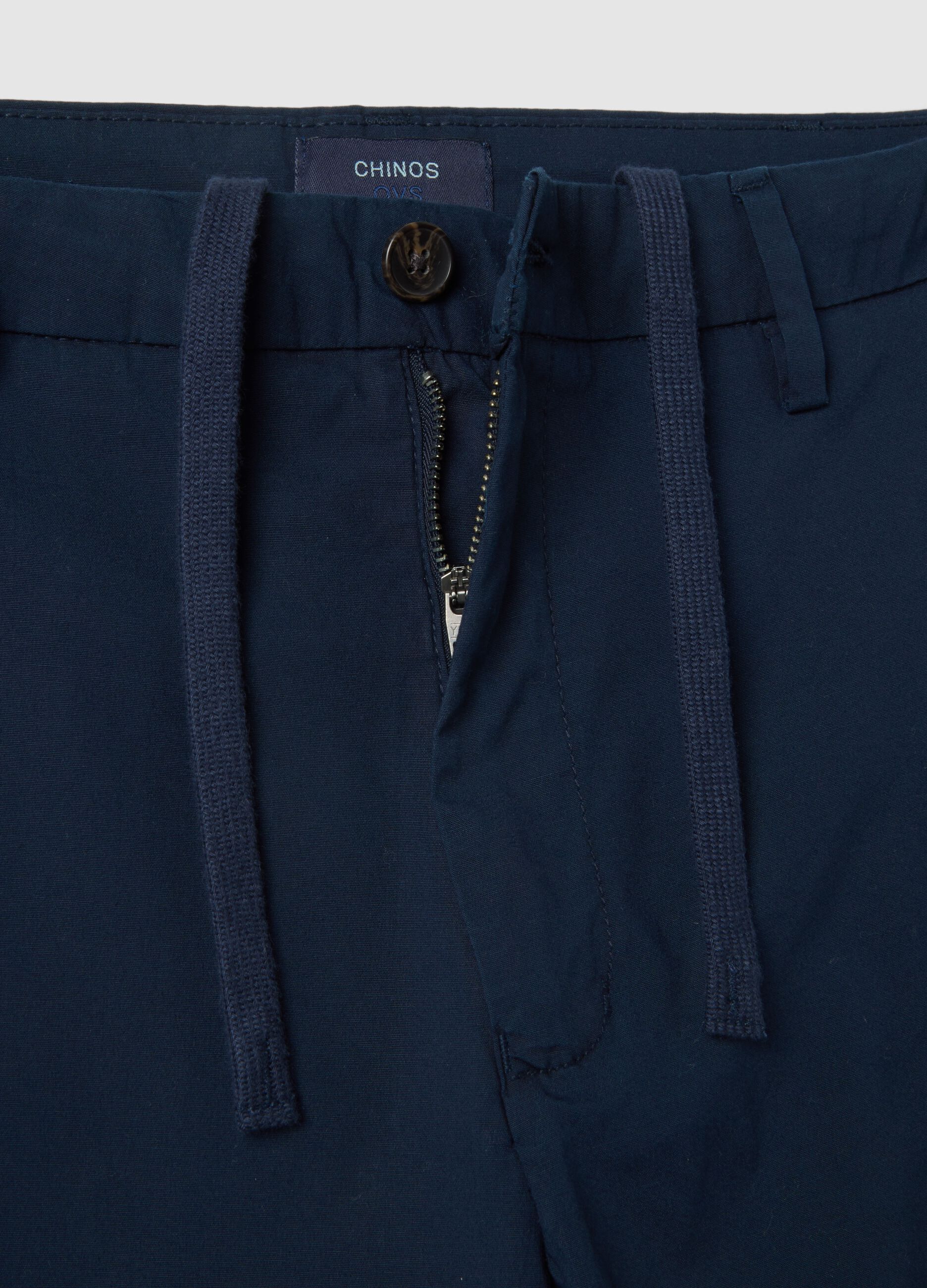 Blue stretch cotton chino trousers in regular fit