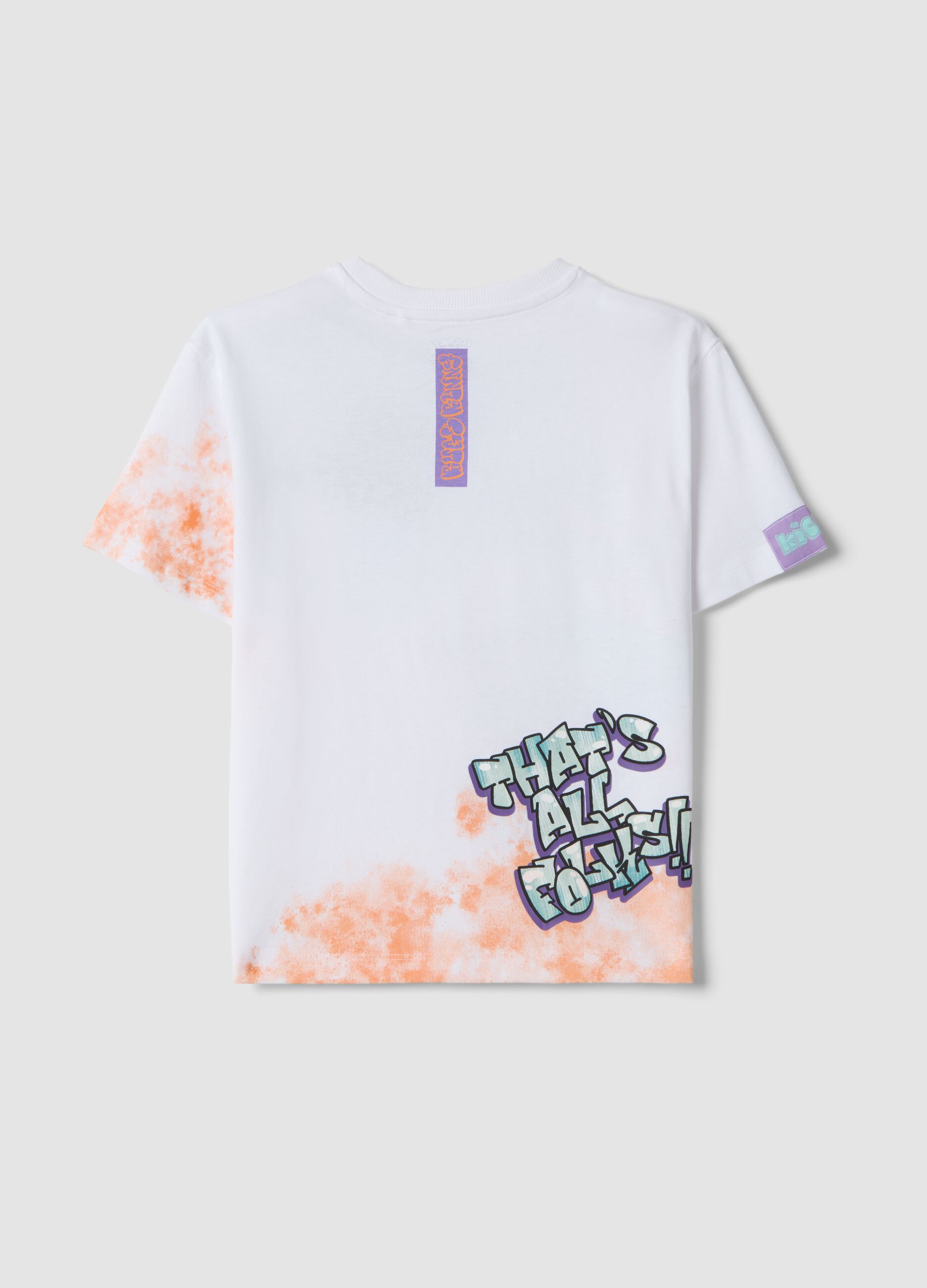 Kids' oversized fit pure cotton white T-shirt with Bugs Bunny