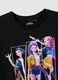 Girls' regular fit black pure cotton T-shirt with print_2