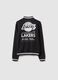Kids' black cotton-blend bomber jacket regular fit with print_4