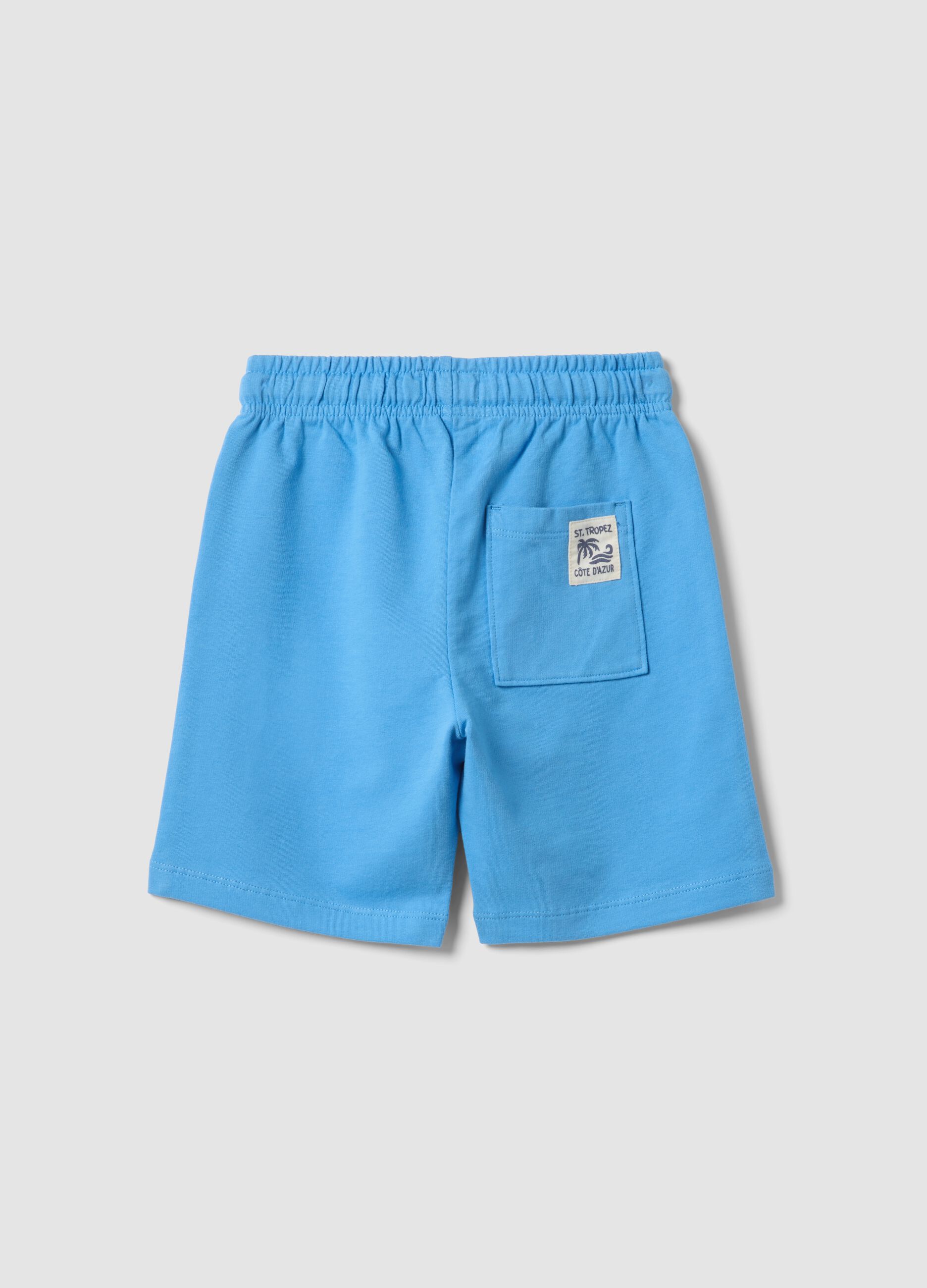 Blue pure cotton regular fit children's shorts