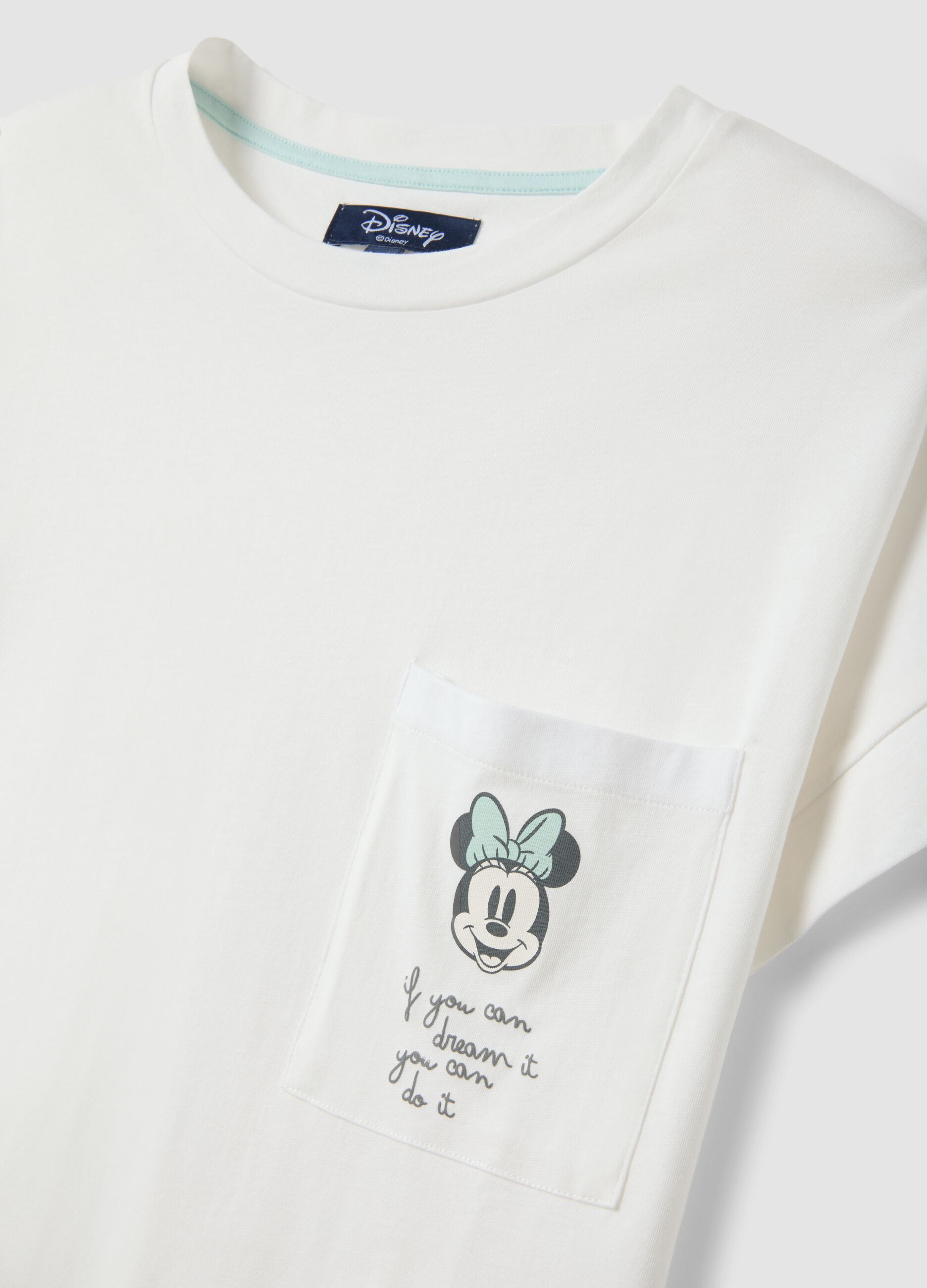 White nightdress in pure organic cotton with Minnie print