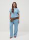 Regular fit pure lyocell blue blouse with mandarin collar_1