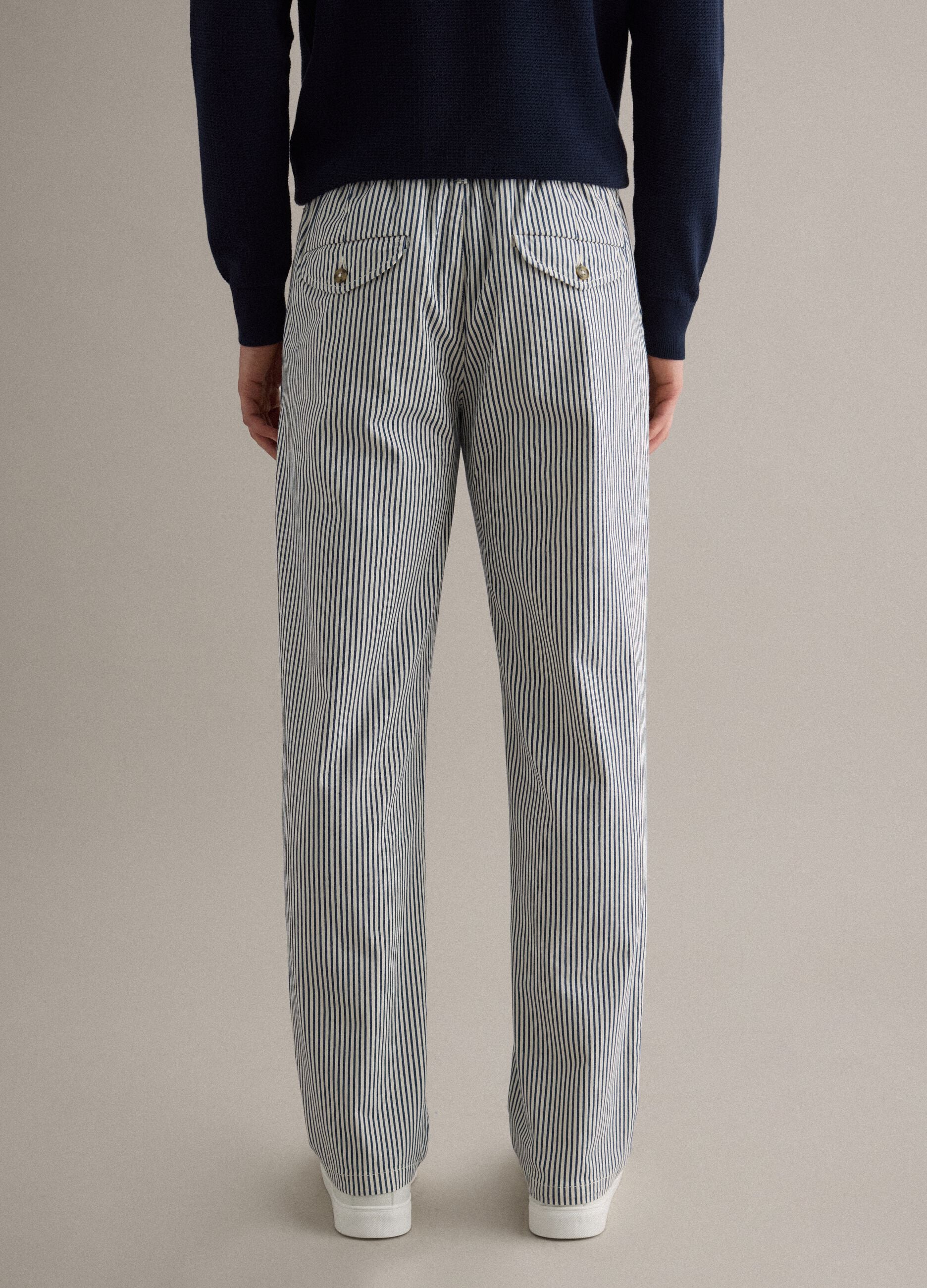 Regular fit multicolour striped stretch cotton trousers