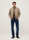 Beige regular fit bomber jacket with zip_0