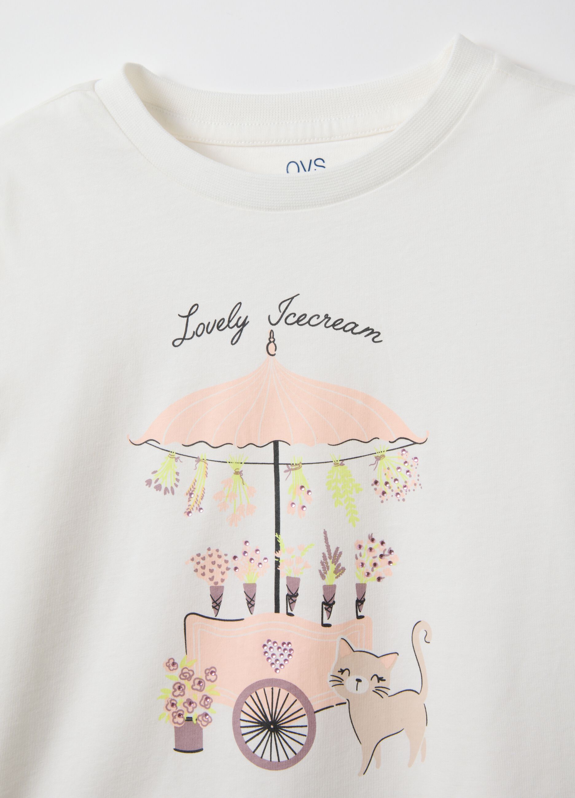 White pure cotton regular fit T-shirt for girls