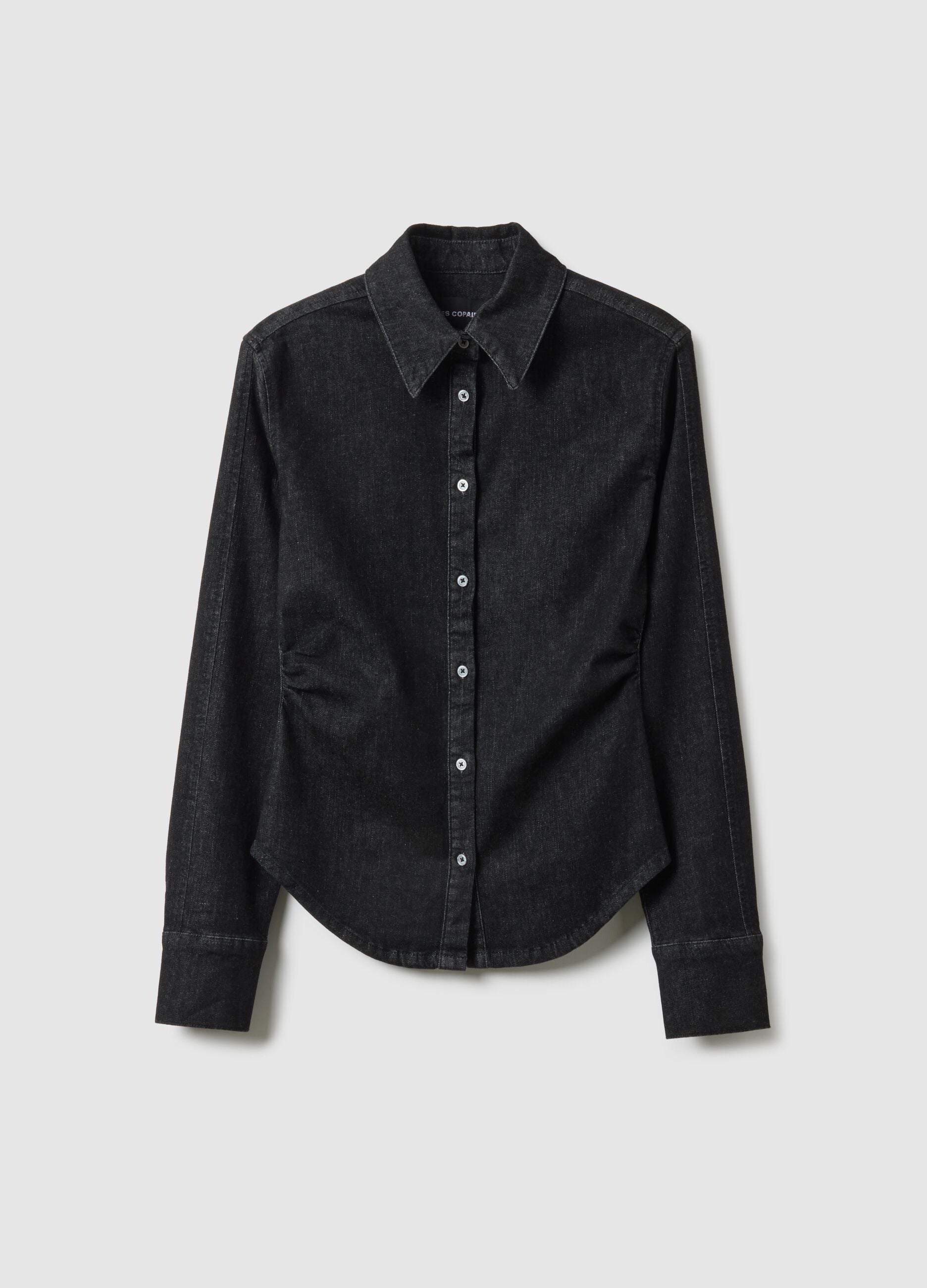 Black Stretch Cotton Long Sleeve Slim Fit Shirt