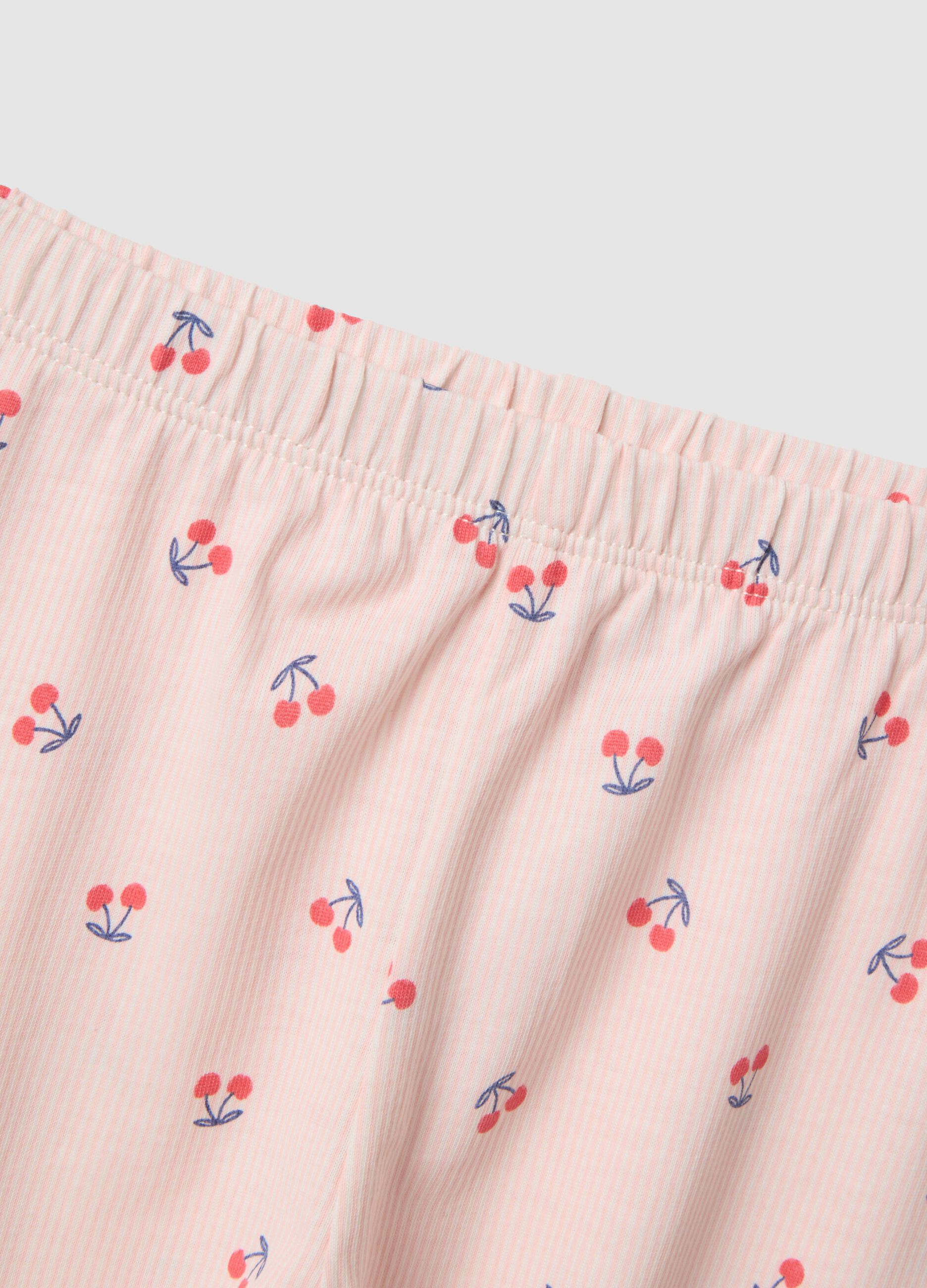 Newborn's regular fit pink pure cotton pyjamas with cherries