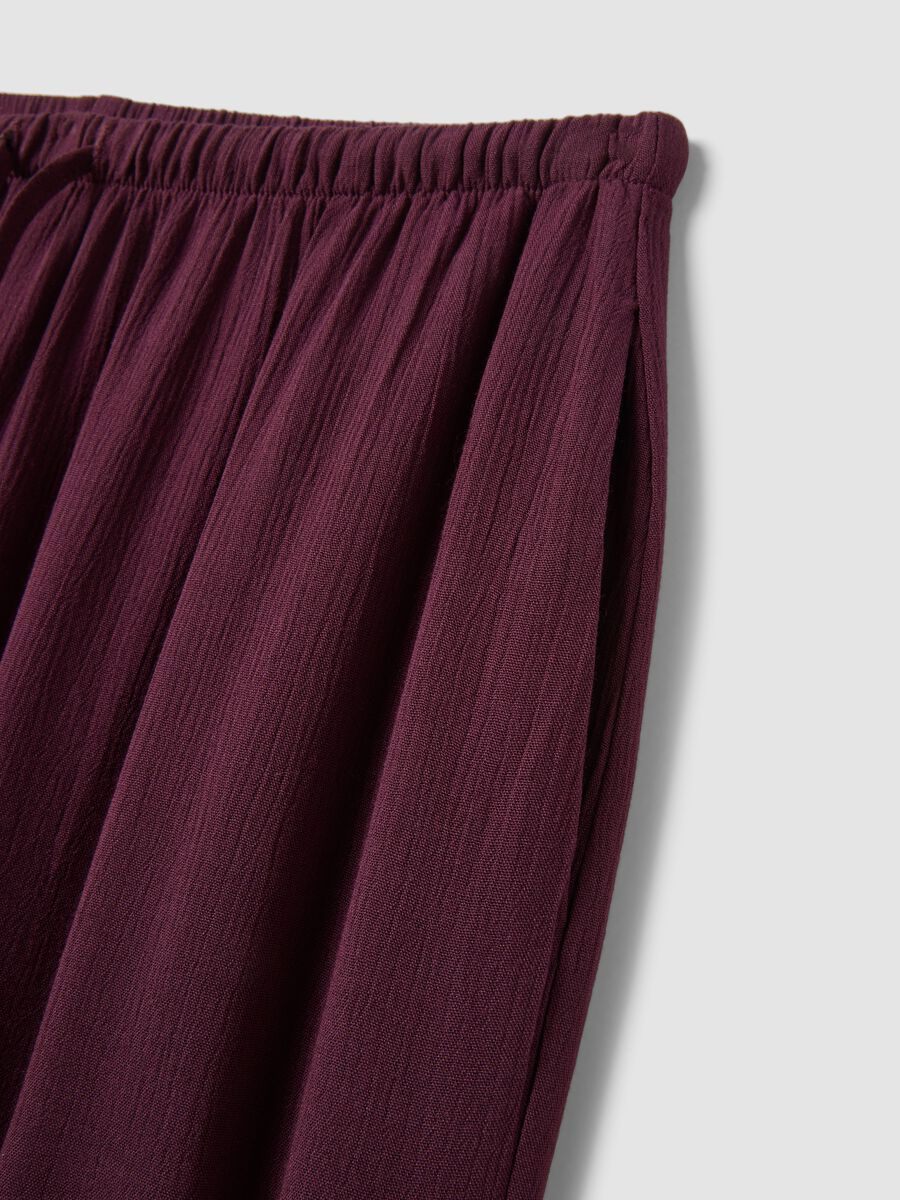 Purple pure viscose trousers with drawstring, relaxed fit_5