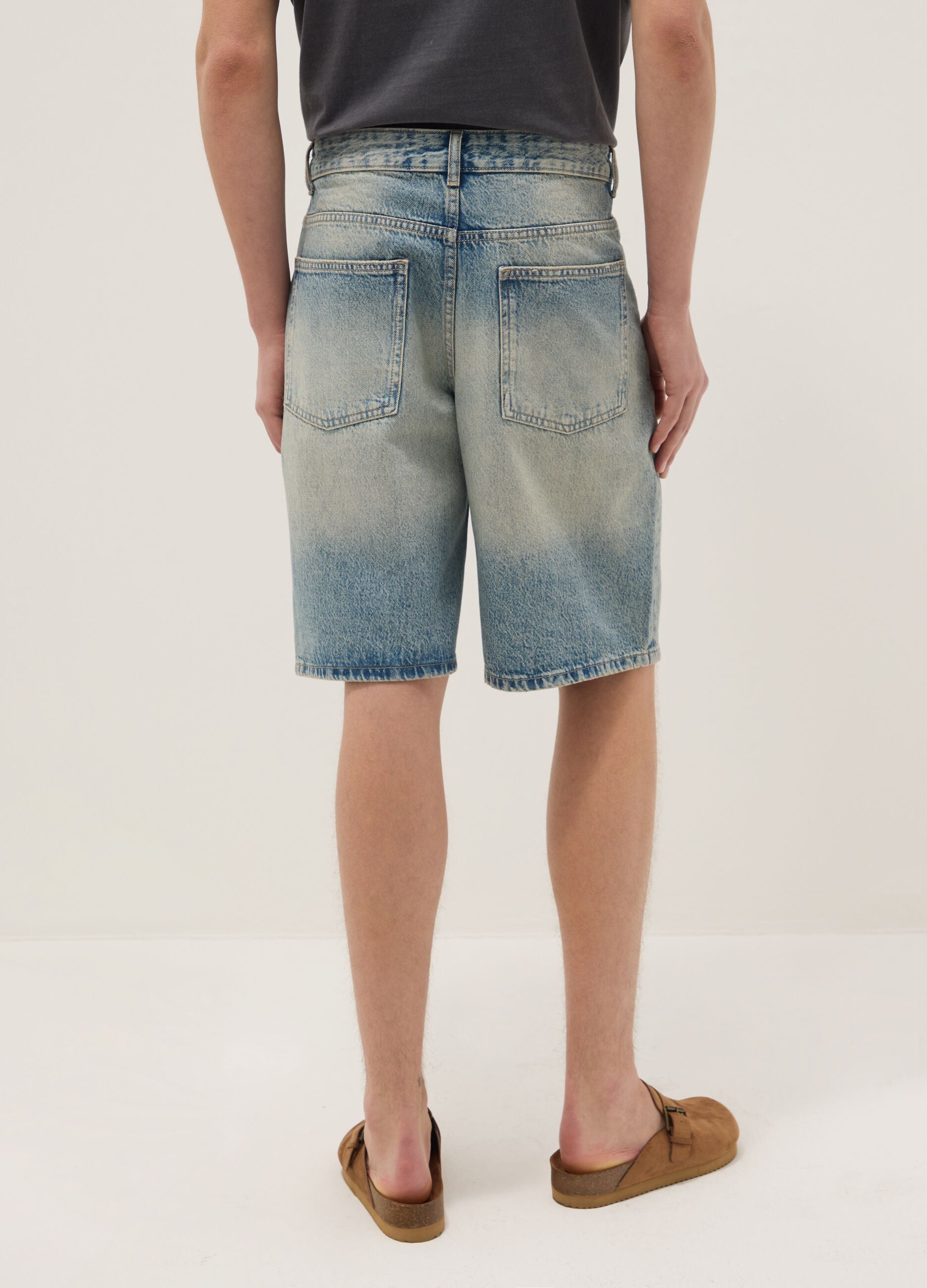 Pure Cotton Blue Denim Skater Fit Shorts