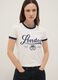 White stretch cotton T-shirt regular fit with blue print_0