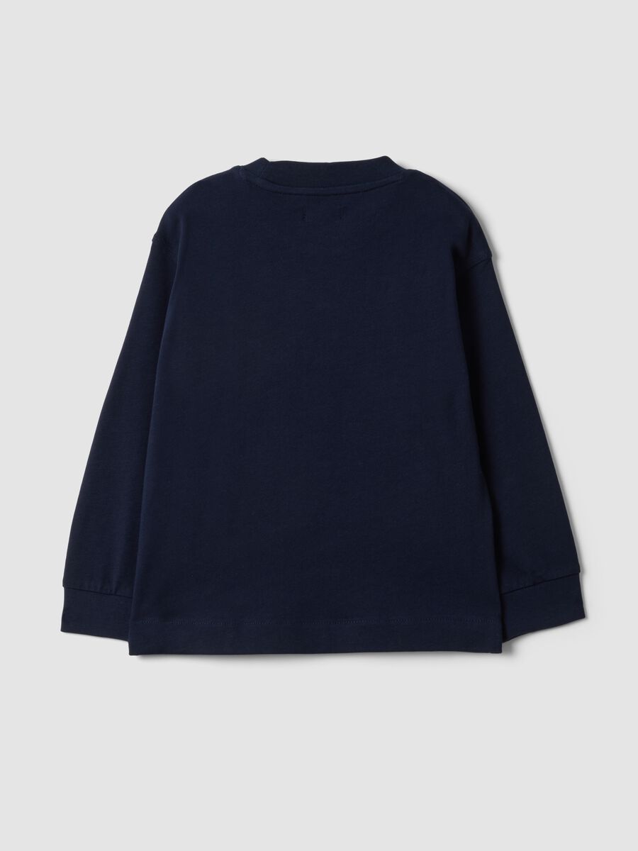 Blue long-sleeve crew-neck pure cotton T-shirt for boys_5