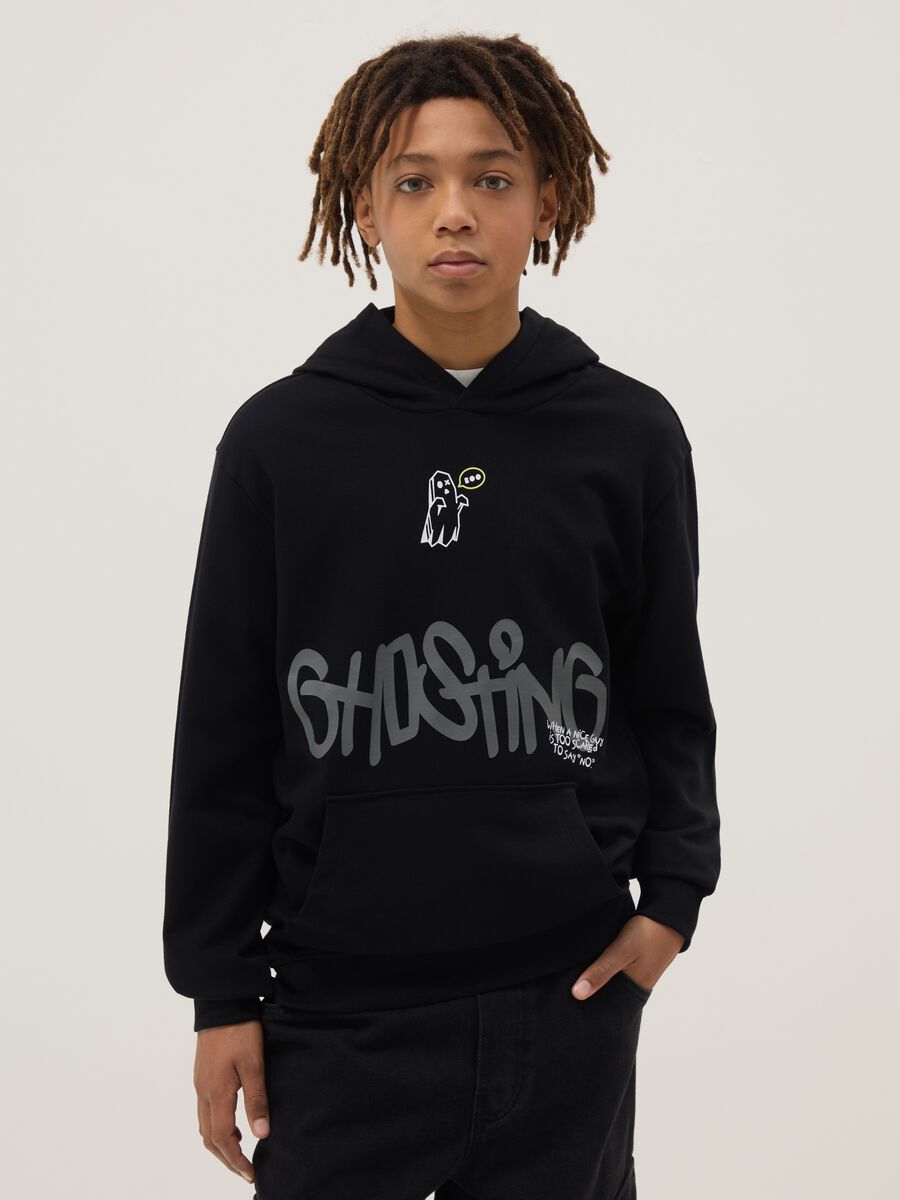 Boys' regular fit black pure cotton hoodie_0