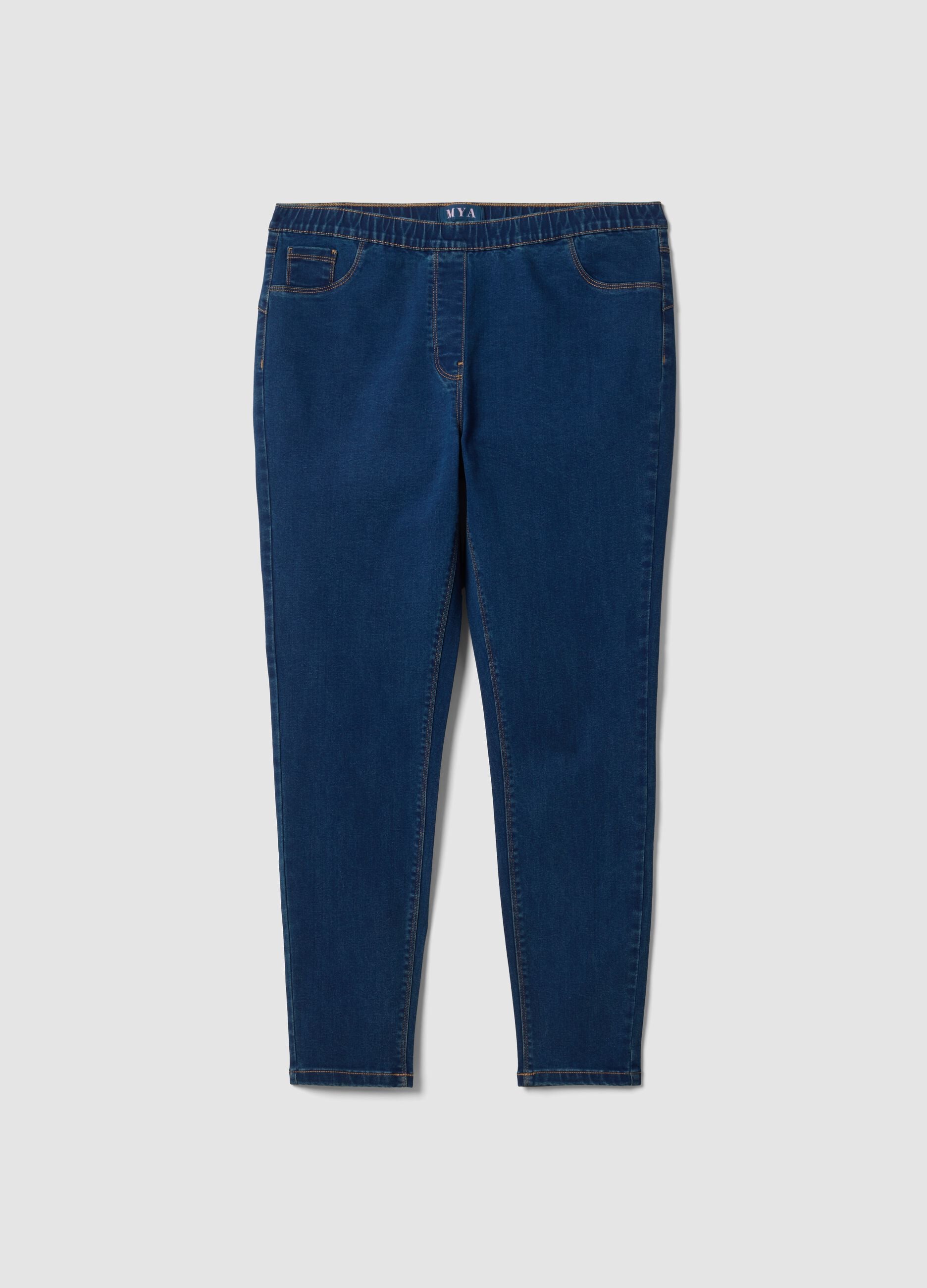 Jeggings blu skinny in cotone e viscosa elasticizzata