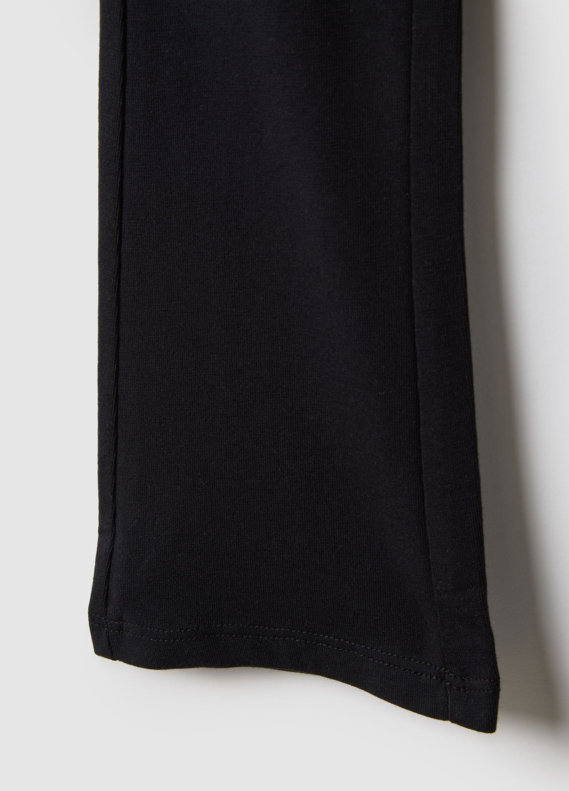 Black Stretch Cotton Flare Fit Girl's Leggings