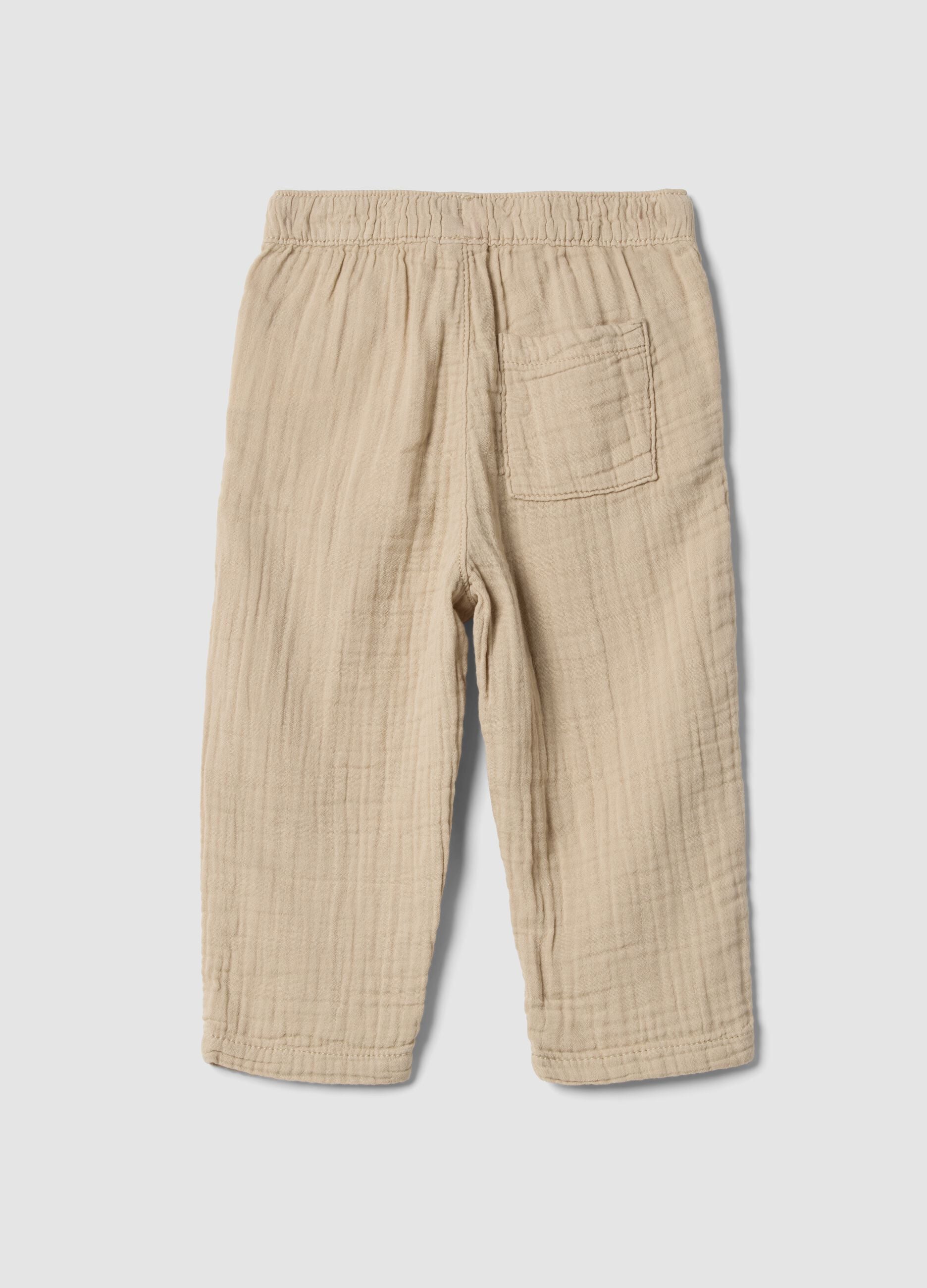 Boys' beige pure cotton trousers regular fit