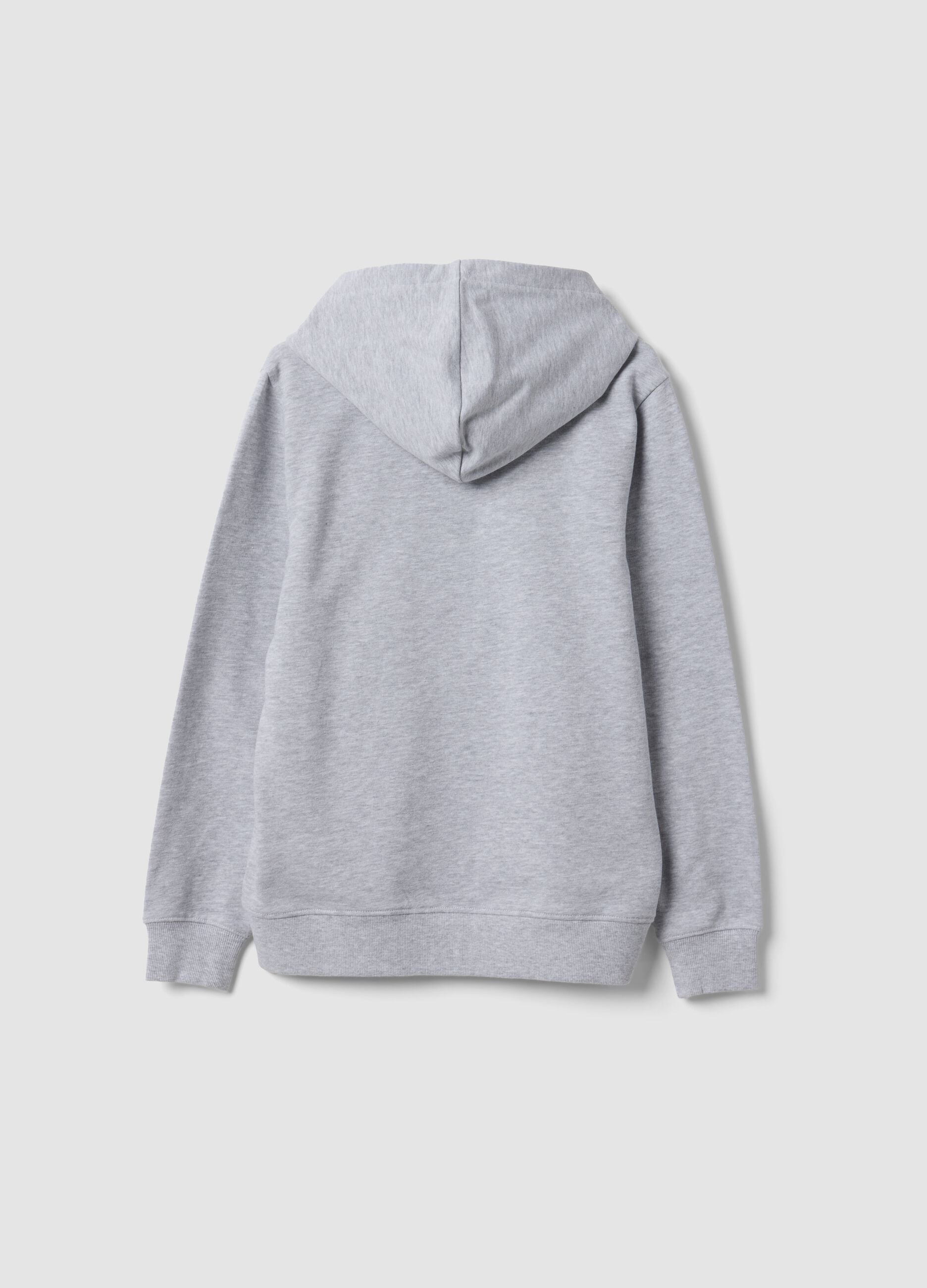 Grey hooded sweatshirt in 100% organic cotton, regular fit, for boys
