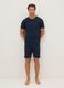 Short pyjamas in pure blue cotton, regular fit_0