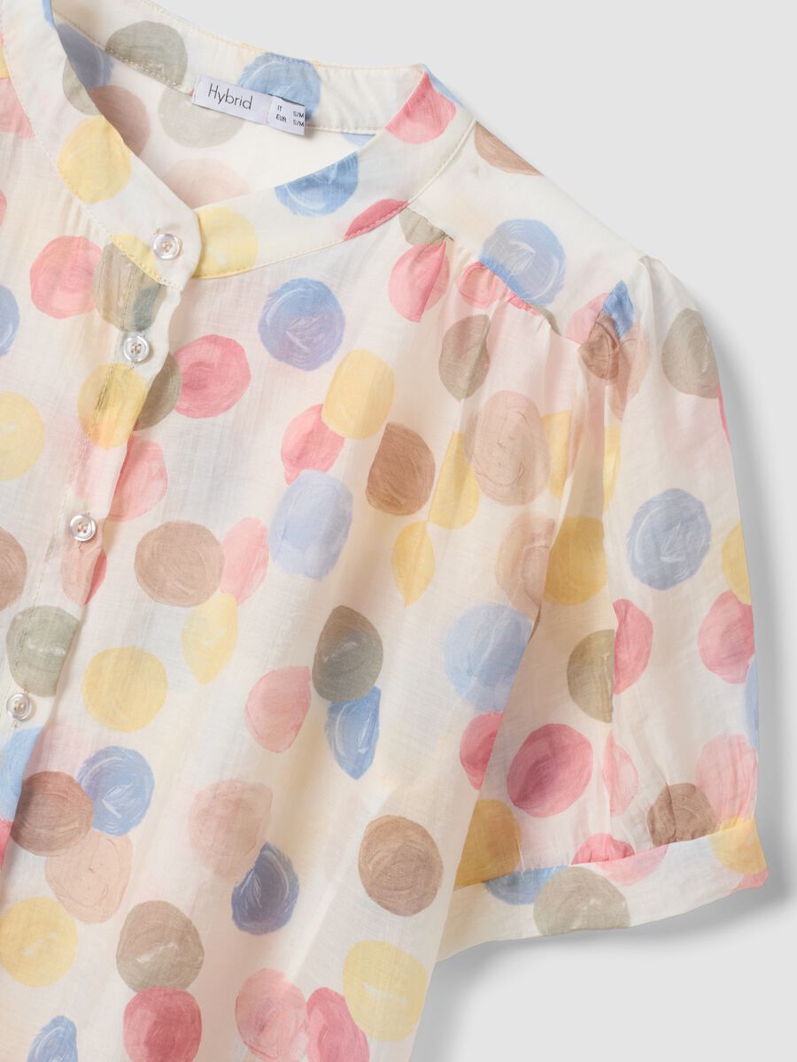 Multicolour lyocell-blend blouse with short sleeves_5