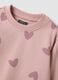 Pink pure cotton sweatshirt with heart print and crew neck for girls_3