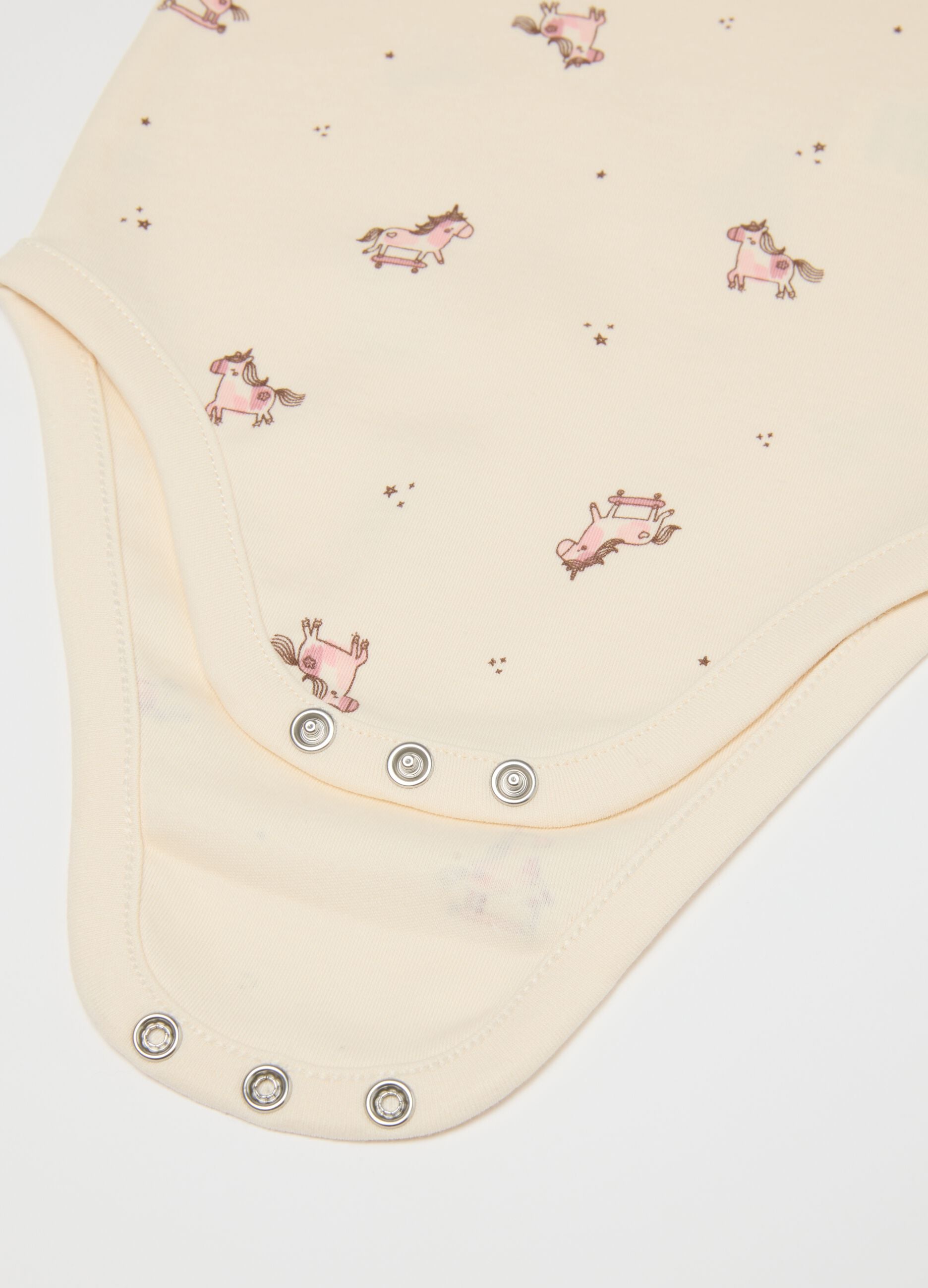 Short-sleeved multicolour bodysuit tripack for baby girls in pure cotton