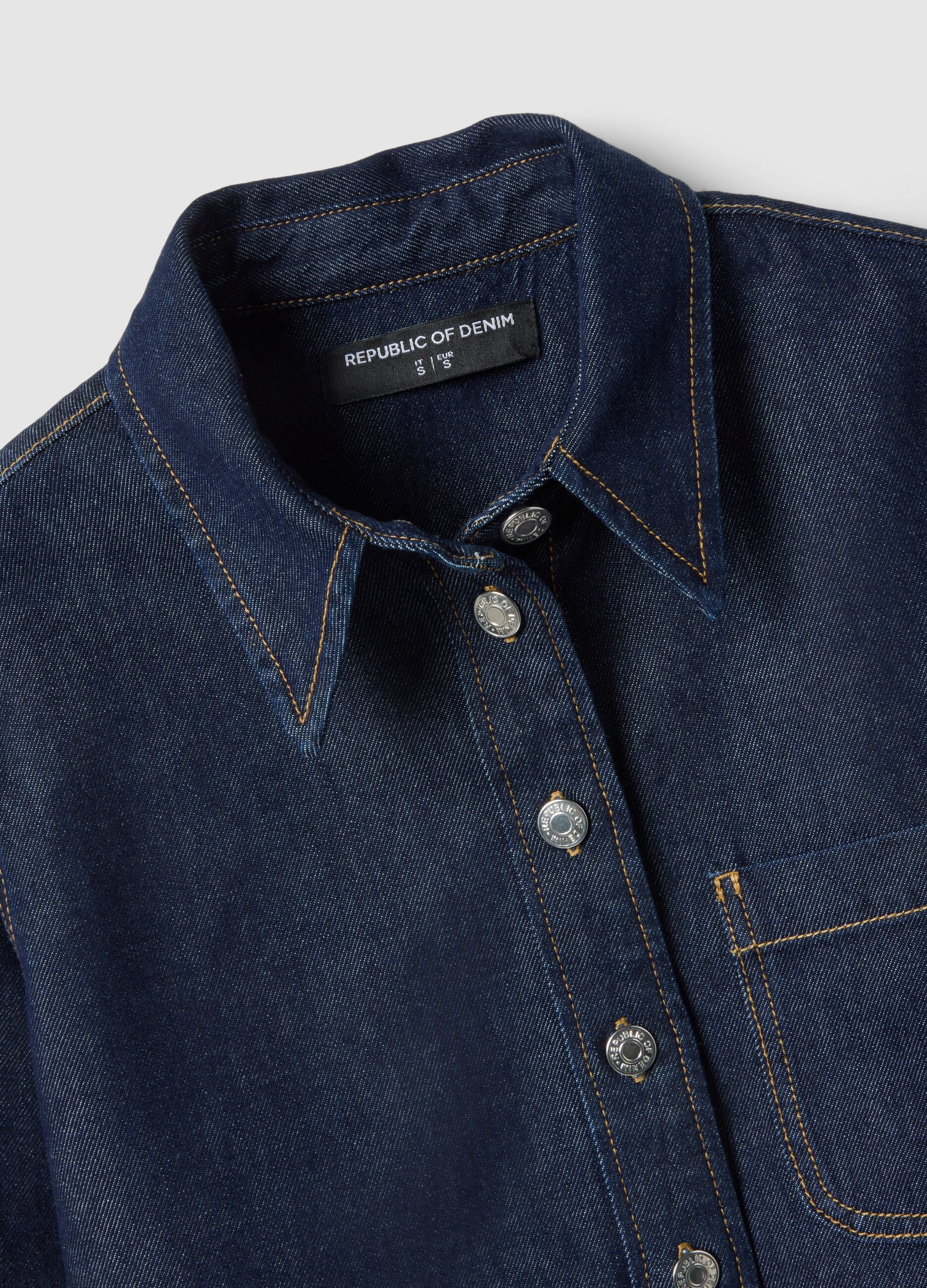 Pure cotton denim regular fit shirt with buttons and chest pocket
