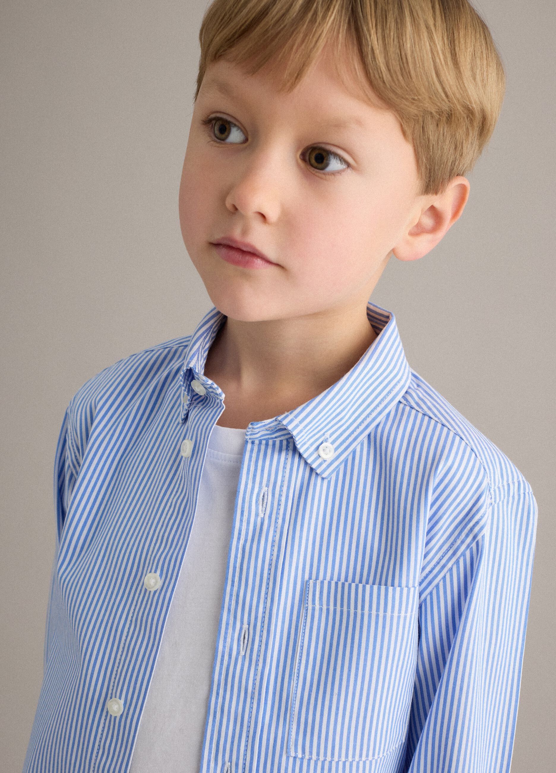 Multicolour striped pure cotton regular fit boys' shirt