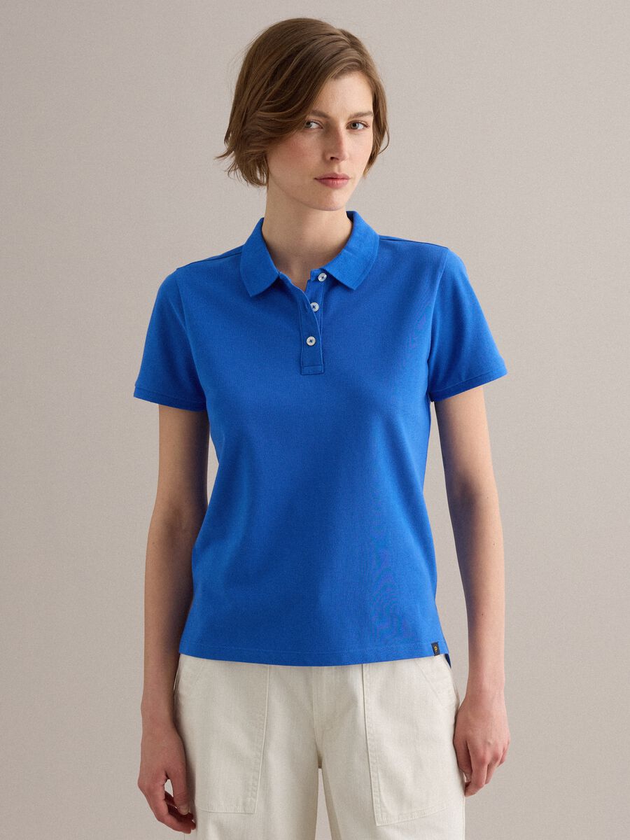 Blue organic cotton polo shirt, regular fit_1