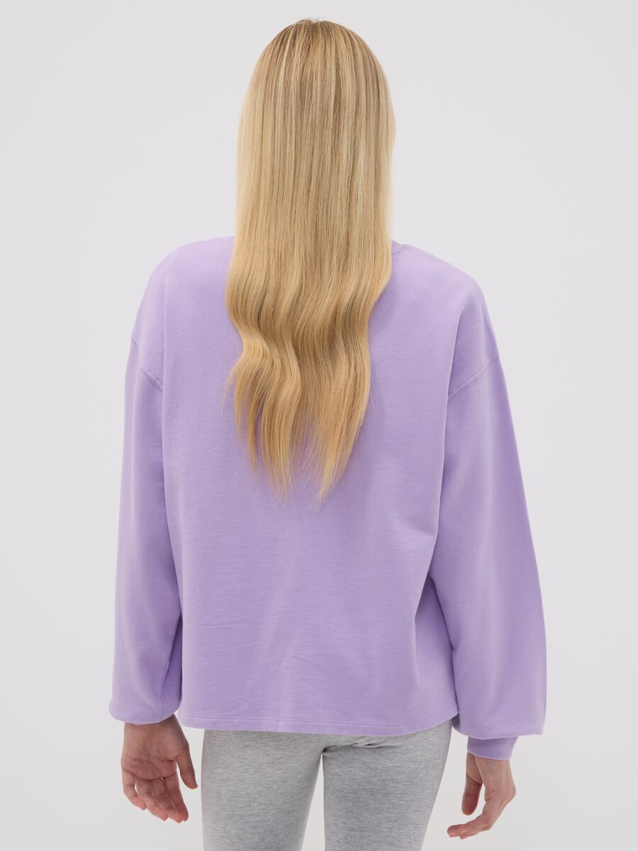 Purple pure cotton sweatshirt with star for girls, relaxed fit_1