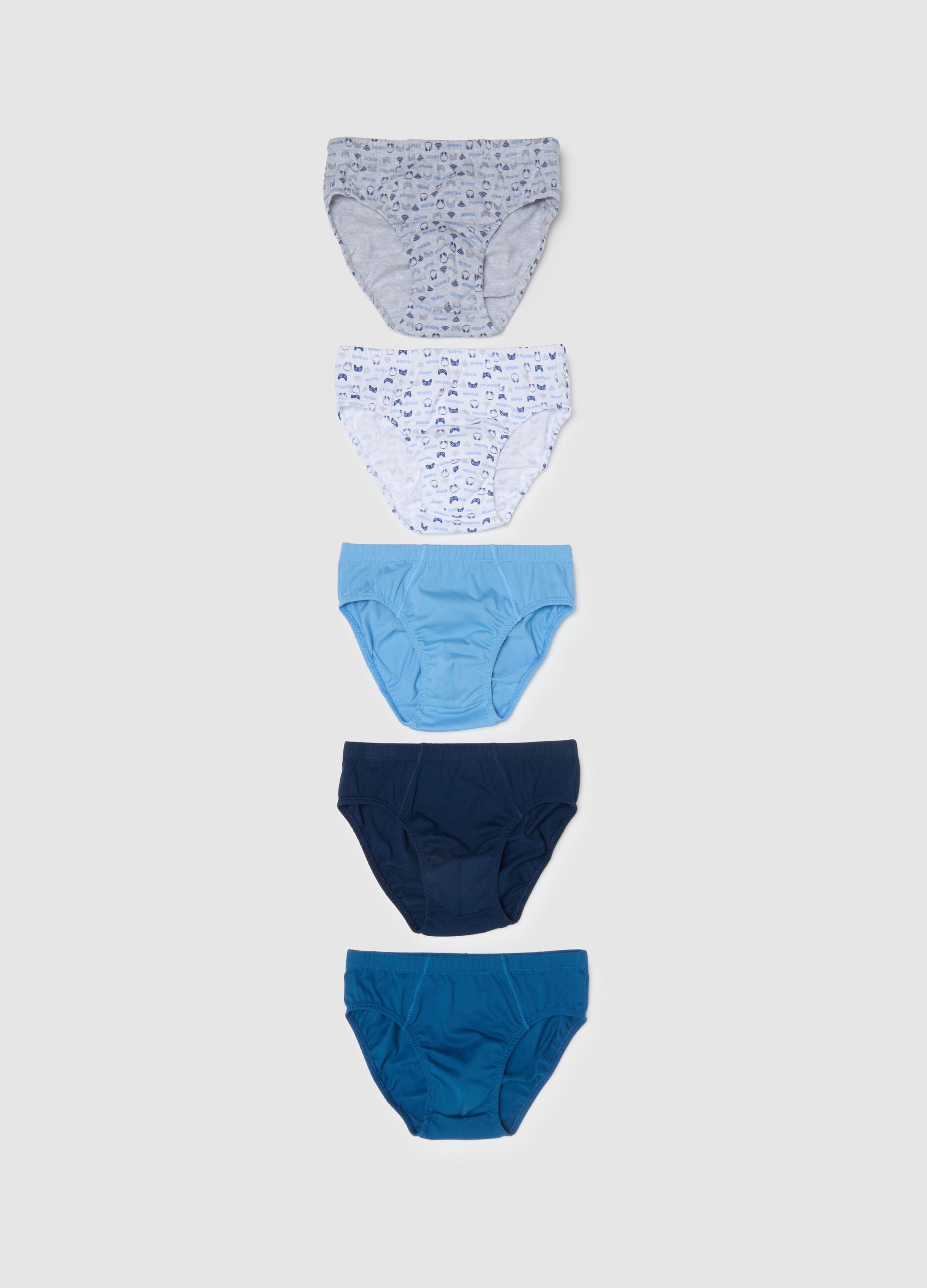 Multipack of five multicolour boys' cotton briefs