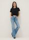 Light blue stretch cotton denim flare trousers_0