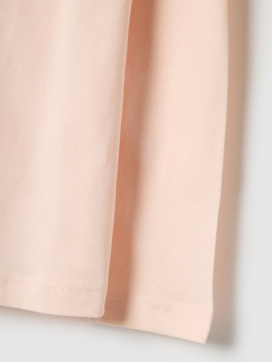 Beige pure cotton regular fit T-shirt with print for girls_3