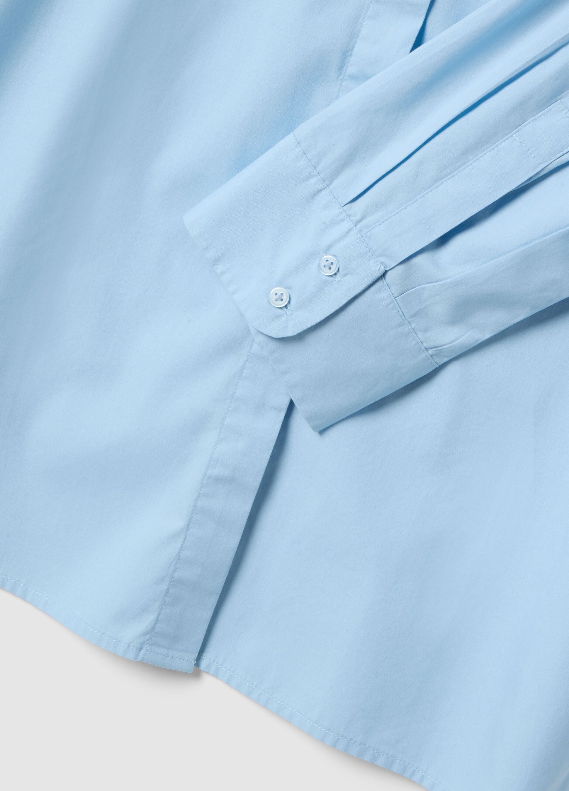 Light blue pure cotton shirt regular fit with three-quarter sleeves