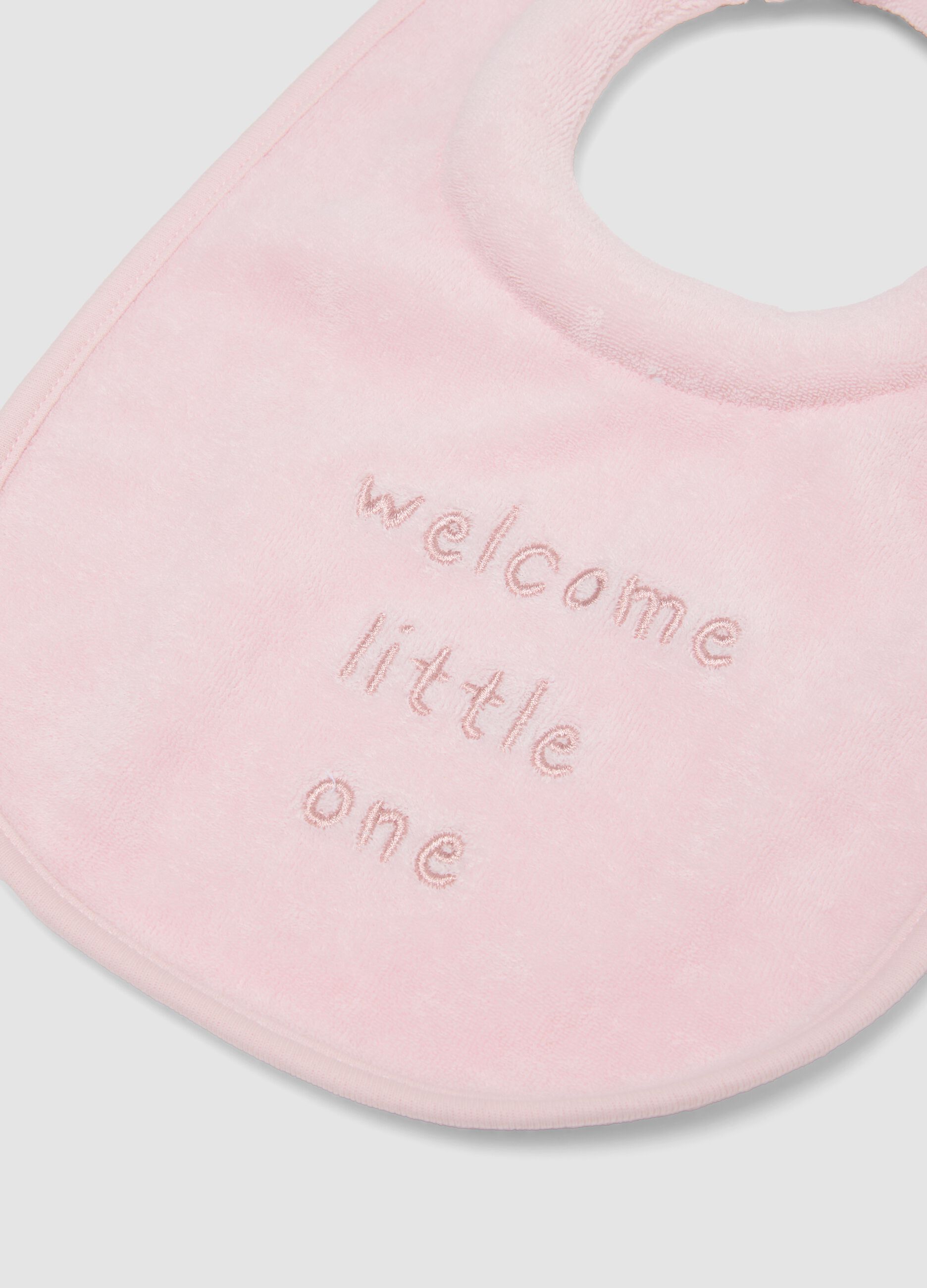 Pack of two pink and white organic cotton baby bibs