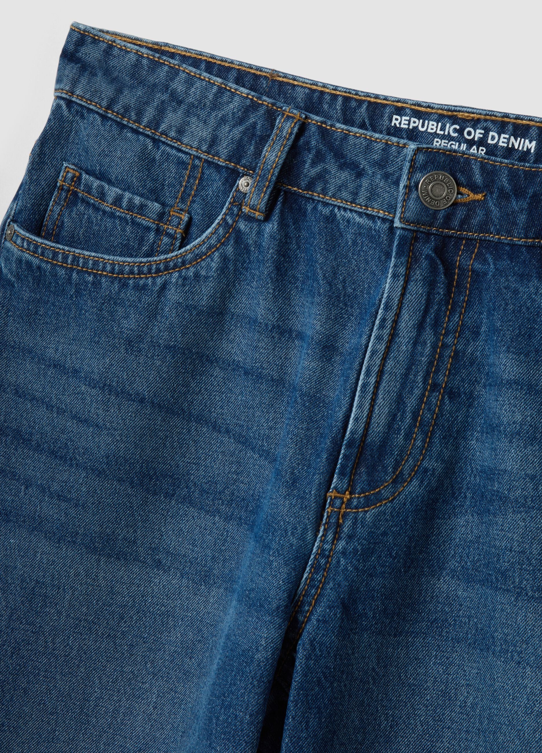 Blue denim Bermuda shorts in pure cotton, regular fit