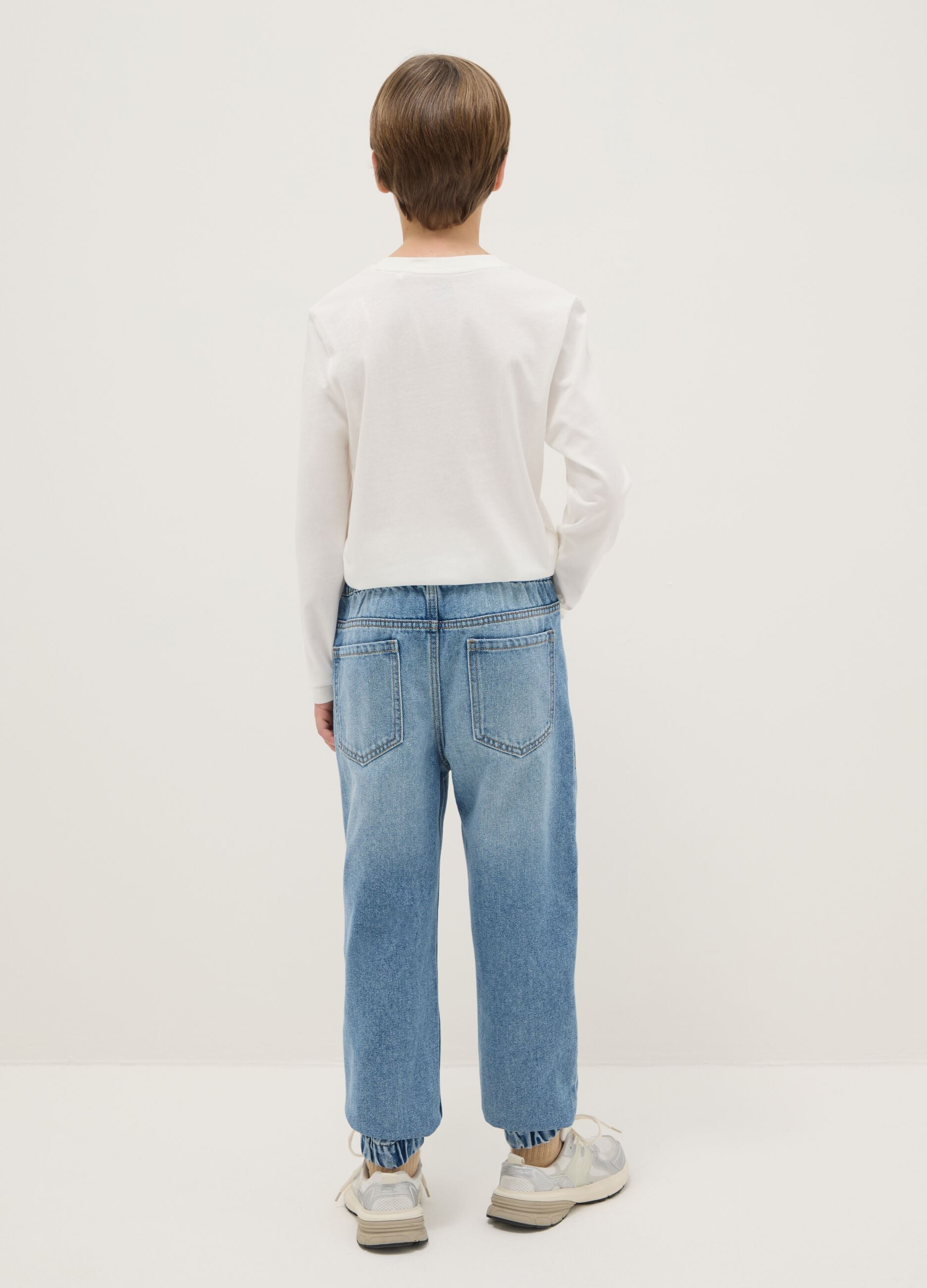 Boys' blue stretch cotton blend relaxed fit jeans