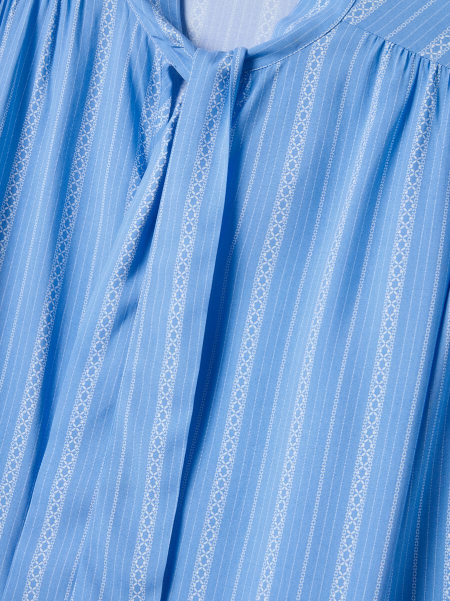 Light blue pure viscose shirt with bow and striped pattern_5