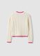 White pure cotton cable-knit V-neck jumper for girls_4