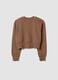 Brown sweatshirt in organic cotton and viscose blend with ribbed neckline_4