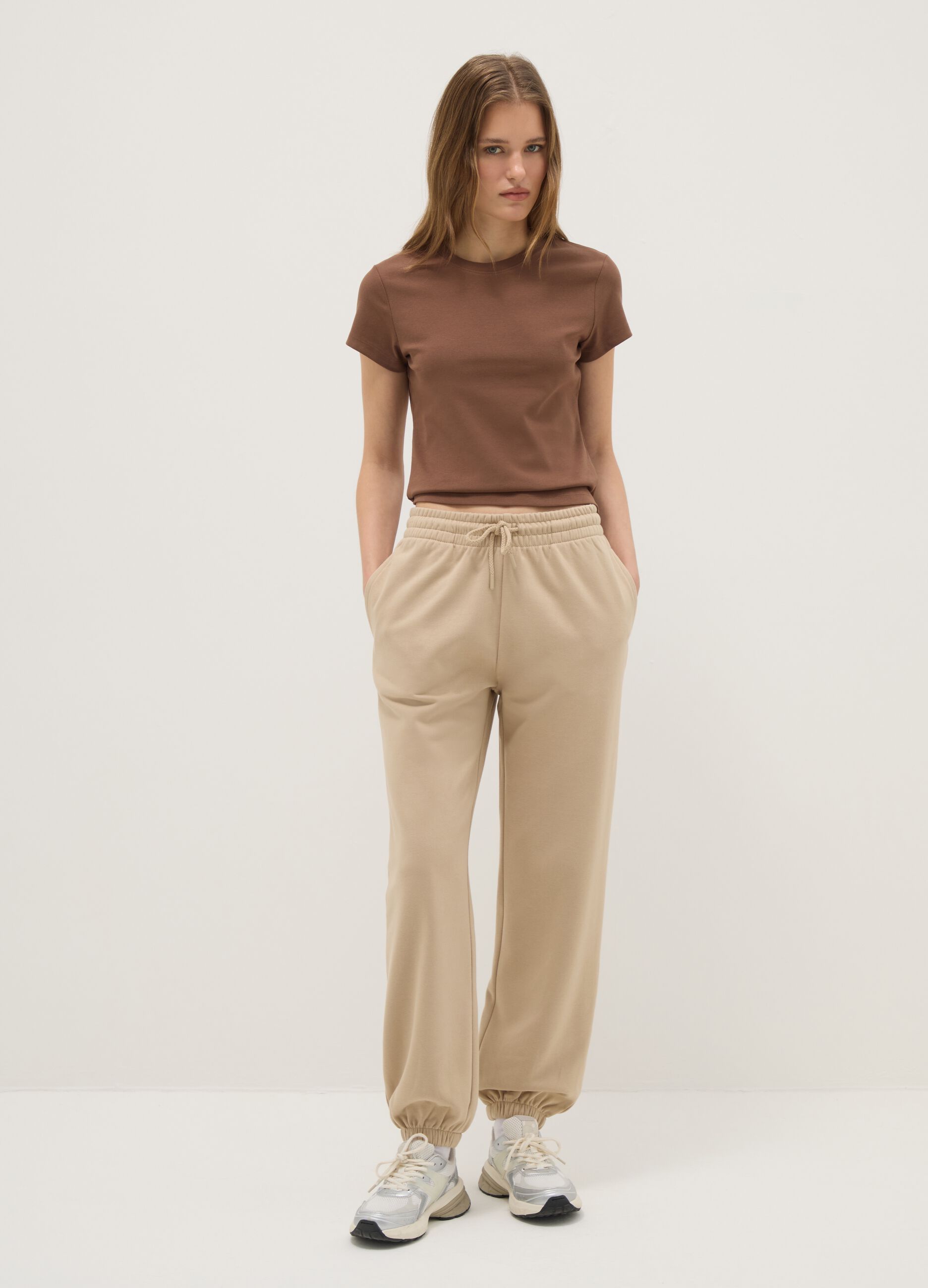 Slim fit brown stretch cotton t-shirt