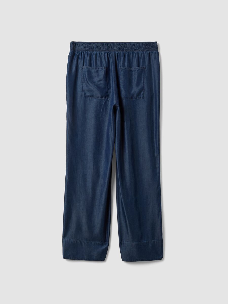 Blue pure lyocell trousers with elasticated waist, regular fit_1