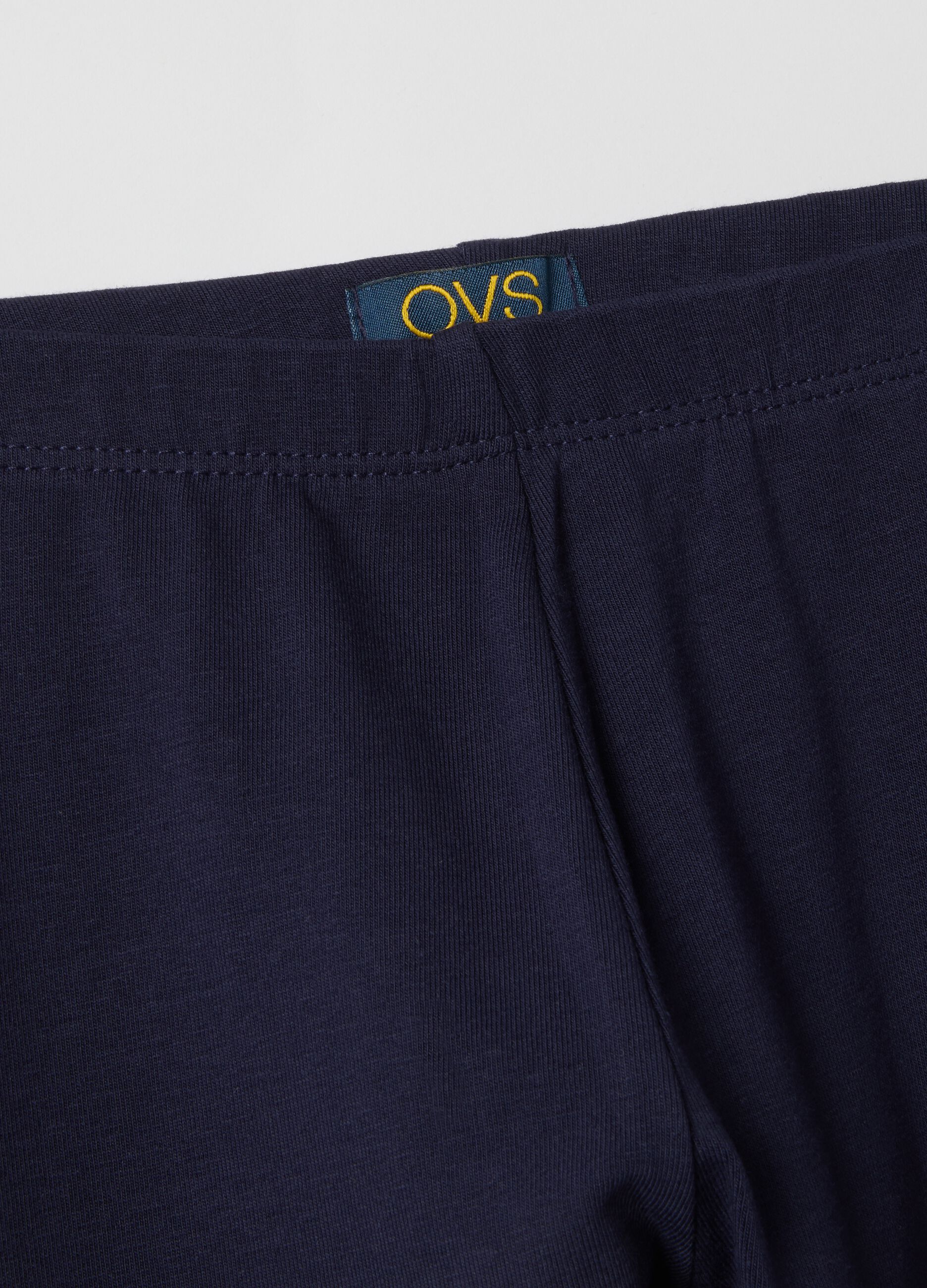 Girls' slim fit blue stretch cotton leggings