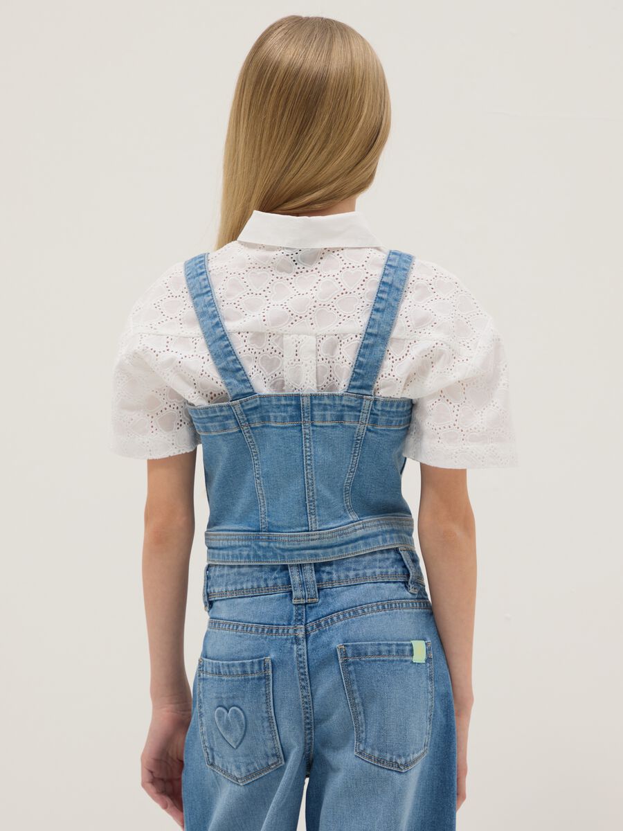 Blue Stretch Denim Cotton Crop Top for Girls Slim Fit_1