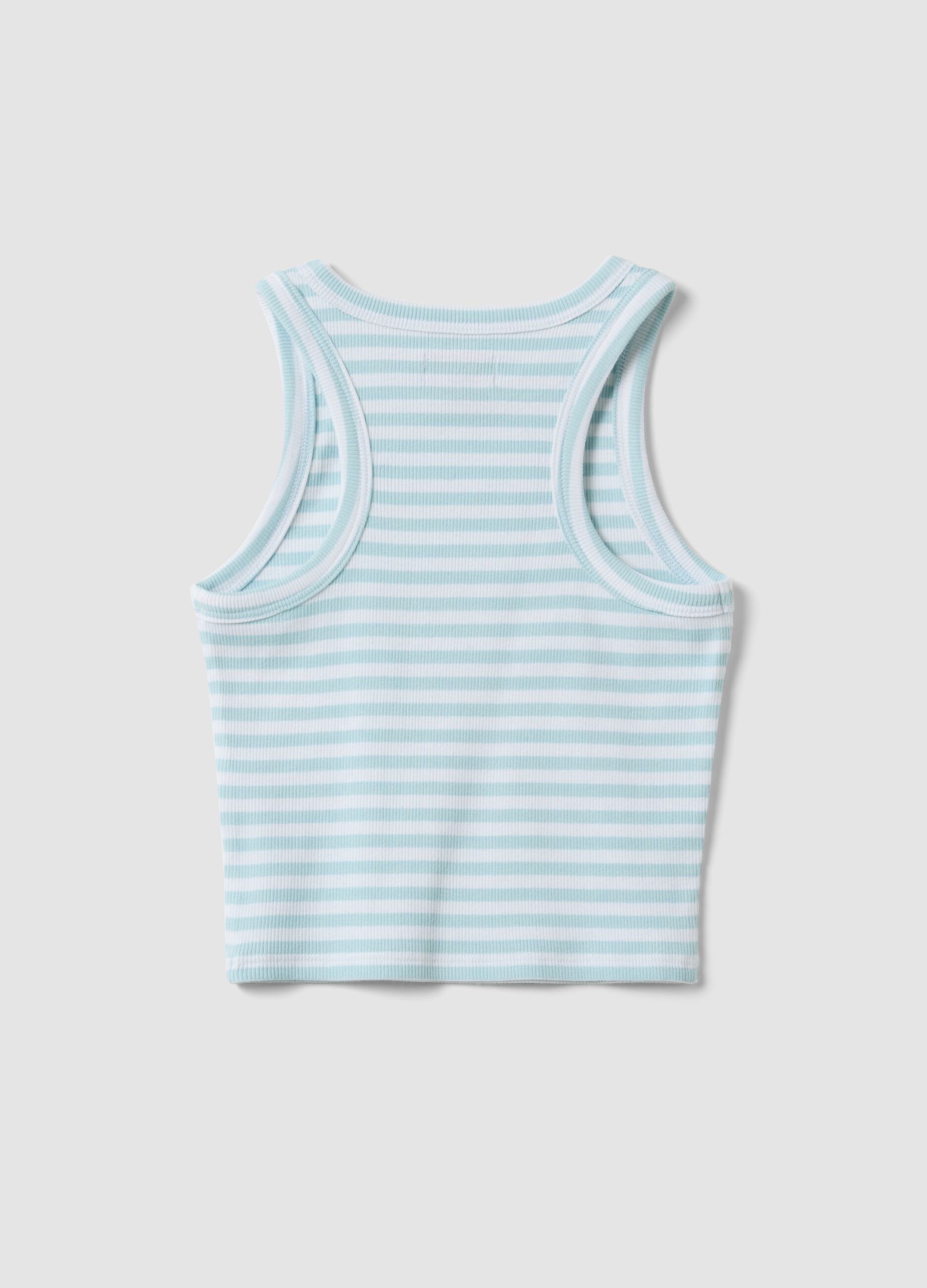 Girls&rsquo; multicolour striped fitted stretch-cotton vest top